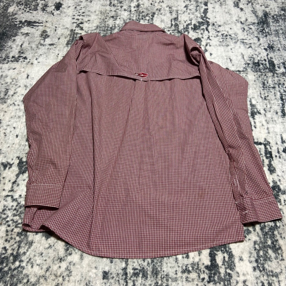 Drake Waterfowl Systems Mens Small Red Plaid Vented Fishing Shirt Long Sleeve - Picture 4 of 6